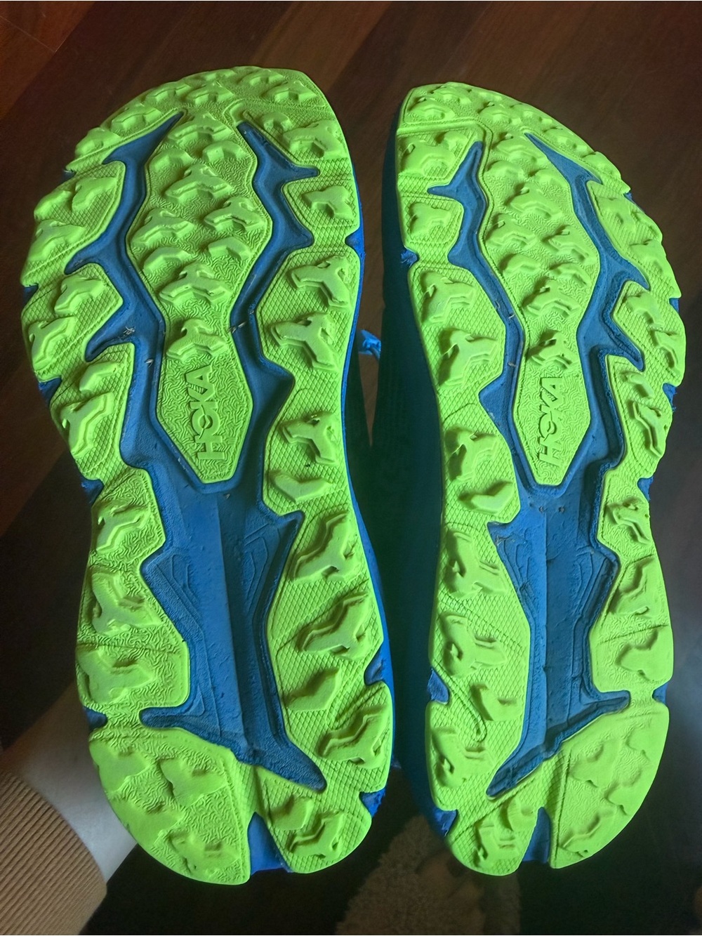 HOKA Kids Blue & Lime Speedgoat athletic Shoes - Picture 3 of 7